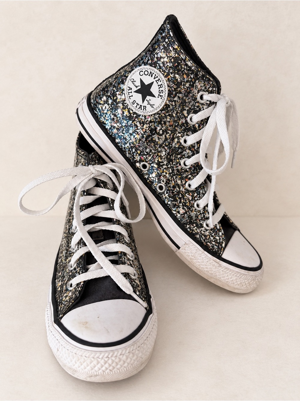 Youth Converse Black Glitter High-Top Sneakers - Shinefetti Girls Converse